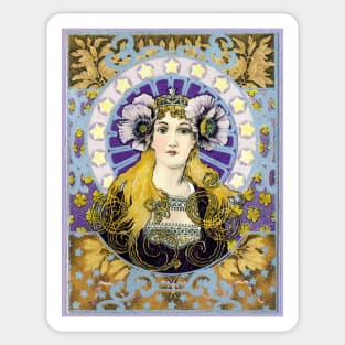 1910 Art Nouveau Portrait of a Woman Sticker